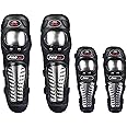 luckstar Knee Pads Motorcycle,4Pcs Adults Alloy Steel Motorcycle ATV Motocross Elbow Knee Shin Guards Protector Motocross Racing for Adult
