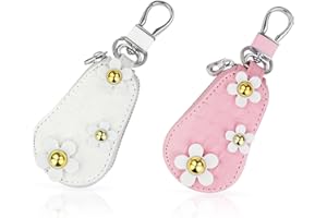 Energather Pack de 2 fundas universales para llaves de piel sintética de alta calidad, funda para llaves de coche con llavero, estuche portátil con cremallera