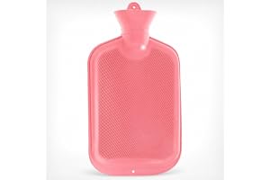 2 liter varmvattenflaska med lameller utan överdrag, värmekudde sängflaska återvinningsbar, robust och hållbar, smal flaskhal