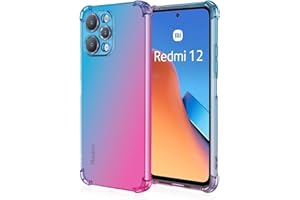 Topme Coque pour Redmi 12 (4G) / Redmi 12 5G / POCO M6 Pro 5G (6.79" inches), Étui de Téléphone Portable en Silicone TPU Souple avec Dégradé de Couleur Transparent - Bleu Rose