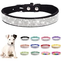 Strass Hundehalsband Aus Wildleder – Verstellbar Mit 5 Ösen, Funkeland, Für Kleine Bis Große Hunde (Größe M: 33-39 Cm)