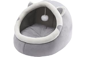 Teksome Linda Cama para Gatos,Cama para Dormir para Cachorros | Casa para Dormir con Almohadilla extraíble y Bola Piel para Gatos para Pasillo y jardín