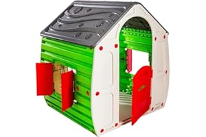 Garden Store Direct 10-561 Magical House Kids Playhouse - Indoor/Outdoor Children's Play Tent with Door & Windows, 102x90x109cm, Easy Assembly Plastic Toy House Multiple Colours Available! (Grey Roof)