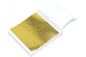 FENGLIN-JOY 100 Stück Goldfolie Papier,Gold Leaf,Blätter Nachahmung Blatt,Blattgold Decorative für Kunst Projekt Handwerk Dekoration, Vergoldung Handwerk, DIY Kreation Nail Art Gold Möbel Dekoration(14x14cm)