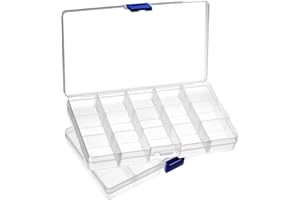jutyum 2 Scatole Portaoggetti in Plastica 15 Scomparti, Casella di Organizer per Gioielli e Perline, Portatile, per Jewelry