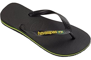Havaianas - Brasil Logo, Tongs Iconiques, Confortables et Durables, Lanières avec le Drapeau du Brésil et Semelle Antidérapante aux Bandes Colorées, Adultes Unisexe