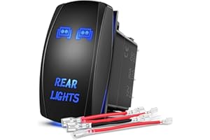 Gebildet Azul Rear Light Interruptor Basculante 5Pines Luz LED de Encendido/Apagado Láser 20A/12V, 10A/24V Juego de Cables de Puente para Jeep Boat Trucks