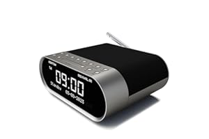 AZATOM DAB/DAB+ & FM Bedside Digital Radio | Dual Alarms & Sleep Timer | USB Device Charging | Mains Powered | Bluetooth | Perfect for the Bedroom Revival R1 (Silver)