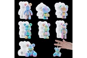 Zayookey Porte-clés Moule de Résine, Ours Moules en Silicone, 3D Animal Keychain Resin Mold Pendentif Coulée en Résine époxy avec Trou pour DIY Pendentif Ornements Bijoux