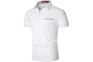 VHUQGVU Polo Homme Manche Courte Golf Tennis Contrasté Plaid épissure Casual Sport T-Shirt