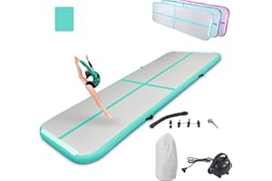 LSLIFE Air Gymnastics Track Inflatable Tumble Track Mat, 10ft 13ft 16ft 20ft Air Tumbling Mat with Air Pump Gym Tumbling Floor Mats for Home Use/Cheerleading