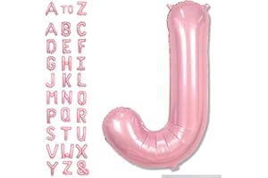 LINGQIANG Pastel Pink Balloon Letter J, Large Mylar Alphabet J Custom Balloon Letter Pearl Pink Decor, 40 Inch Inflatable Light Pink Letter J Foil Customize Balloons for Girls Birthday Party Decoration Supplies