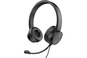 VulTech HS-03 Cuffie On-Ear USB Nero con Microfono con archetto regolabile con controller volume e muto, per PC, ufficio, Computer, Portatile, Laptop, Macbook, Teams, Meet, Zoom - Headset