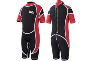 Yikayin Muta corta in neoprene per bambini, 2,5 mm, per ragazzi e ragazze, termicamente UV, chiusura lampo per corsi di nuoto, immersioni, surf, snorkeling
