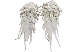 Milisten 1 Pair Angel Wing Patches Appliques DIY 3D Embroidery Lace Clothes Shoulder Flowers for Ladies Women Costume Craft Accessories