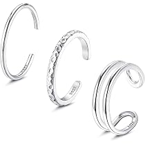 2 Anelli Aperti Per Dita Dei Piedi In Argento Sterling 925 - Minimalisti 2 E 3 File - Regolabili - Gioiello Estivo Da Spiaggia Donna