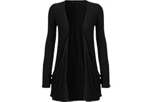 SXME MIGHT SAY Premium Women's Spring Autumn Casual Cardigan Long Sleeve Open Front Waterfall Cardigans Knitted Solid Color Mid-Length Cardigans Shrug for Ladies UK Plus Size