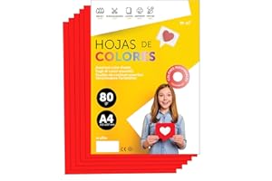 Fogli Colorati A4 80g per Stampanti e Lavoretti Manuali, Blocco di Carta Colorata Assortita per Bambini, Pacchetto di Fogli Colorati per Biglietti M-Office (50 fogli, Rosso)