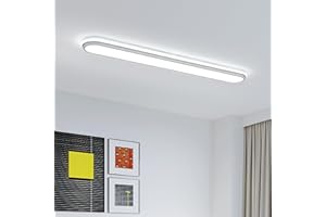 Naroume 4Ft Modern LED Ceiling Light Fixture, 6500K Metal Linear Ceiling Lamp,65W Full Spectrum Wraparound Shape Lighting Fixture for Kitchen Laundry, Garage Cloakroom Lighting (122 cm)