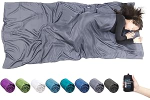 BROWINT Silk Sleeping Bag Liner, Silk Sleep Sack, Extra Wide 220x110cm, Lightweight Travel Sheet for Hotels, Sleeper with Reinforced Gussets