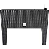 Deuba Hochbeet mit Bewässerungssystem 60 x 25 x 46cm 30 Liter Blumenkasten Blumentopf Pflanzkübel Poly Rattanoptik Anthrazit