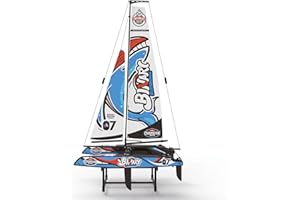 Amewi Binary V3 26107 Catamaran à Voile radiocommandé 400 mm ARTR, voilier télécommandé, pour débutants et débutants, Bleu/Blanc