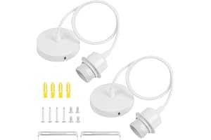 AUAUY 2 st E27 hängande lamphållare, E27 lamphållare | Med 90 cm justerbar kabel, upphängning, kompatibel med lampskärm, för