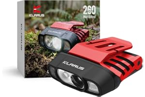 KLARUS HC3 PRO Klipp-på-hattlampa - 40g Ultralätt, 260LM, Rörelsesensor & Rött Ljus - LED-pannlampa med huvudband, IPX6 Vattentät för Camping Fiske Löpning Arbete