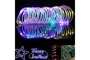 BLUEFIRE 12M Solar Rope String Lights - Multi Colour 100 LEDS, Waterproof Outdoor Solar Strip Lights, Decorative Fairy Tube Lights for Garden, Decking, Patio, Porch, Caravan, Camping, Halloween & Christmas