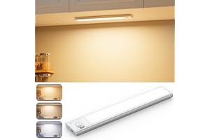 BKXCHA Oświetlenie podszafkowe LED z czujnikiem ruchu, bezprzewodowe, możliwość ściemniania, ładowalna przez USB-C, ultracienka listwa oświetleniowa do szafy, schodów i przyczep kempingowych (1 szt.)