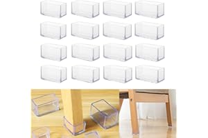 LTKJ 16 Stück rechteckige 20 x 40 mm Silikon-Stuhlbein-Bodenschoner, Stuhlbeinkappen, Möbelfußschutz, frei bewegliche Tischbeinabdeckungen, um Kratzer auf Hartholzböden zu verhindern und Lärm zu reduzieren
