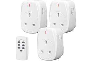 HBN Wireless Remote Control Plug Sockets, 13A/3120W Remotely Control Socket for Christmas Light,Wireless Remotes Light Switch with 30m/100ft Operating Range,3 Pack Sockets and 1 Remote