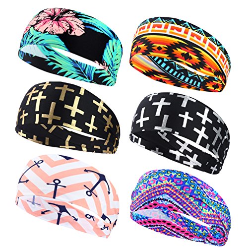 VBIGER Femme Bandeaux Elastique Cheveux Serre-tête absorbant l'humidité Yoga Bandeau de Maquillage de sport av