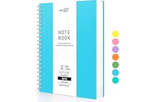 RETTACY Blocco note formato A4, quaderni a spirale, 300 fogli/150 pagine per scrivere, 100 g/m², carta a righe universitarie, copertina rigida in PVC, 21,5 x 27,9 cm, colore: blu