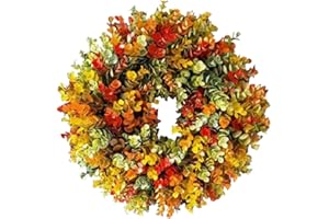 Ghzste 40cm Herbstkranz Haustür, Haustür Kranz mit Blatt, Kreis Girlande, Herbstkranz Haustür, Hochzeit, Wand, Zuhause, Thanksgiving-Dekor