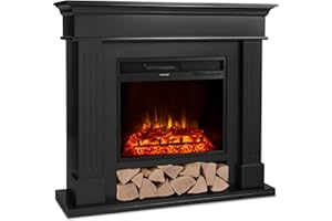 ‎KLARSTEIN Klarstein Elektrokamin, Elektro Heizungen für Wohnzimmer & Innenräume, Elektrischer Kamin mit LED Flammen, Freistehend, Heizlüfter Timer, App-Control, Auto-Temperaturregelung, Heizung 1800W, Schwarz