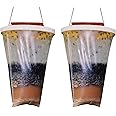 Fly Trap Bags, Hanging Fly Trap Bags, Fruit Fly Killer, Professional Trap Catches Flies, Insects and Bugs, Ranch Fly Trap with Bait for Outdoor, Gardens, Farms, Cattle farm, Horse Barn (2 Pack)