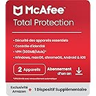 McAfee Total Protection 2023 | 2 Plus 1 Appareils | Antivirus et sécurité Internet | VPN | Abonnement d'un an | Code d'activa