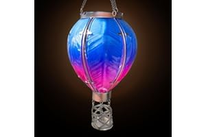 ORTUH Flaming Effect Solar Powered Hot Air Balloon Hanging Lantern Solar Hot Air Balloon Lantern Colourful Metal Solar Light Solar Lanterns for Garden Outdoor Indoor Use Novelty Patio Lighting