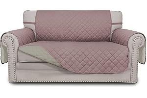 Greatime Sofa Covers, Reversible Furniture Protector, Water Resistant, Couch Shield with Elastic Straps, Anti-Slip Foams, Micro Fabric Pet Cover Pets, Kids, Cats, Dogs (Loveseat, Pink/Beige)