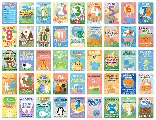Baby Meilenstein Karten – 45 milestone cards, um die Höhepunkte des 1. Jahres Ihres Babys festzuhalten – Perfekt als Geschenk für Babyparties, zur Geburt und als Willkommensgeschenk für das Baby - 6