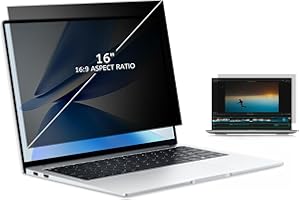 MOBDIK Écran de Confidentialité pour Ordinateur Portable 16" Ratio 16:9, Filtre Anti-lumière Bleue Amovible, Anti-espion, Anti-rayures