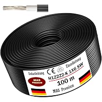 MAS-Premium Cavo Solare H1Z2Z2-K 10 Mm², Certificato TÜV 2, Senza Alogeni, Nero, Lunghezza Da 5 A 200 Metri