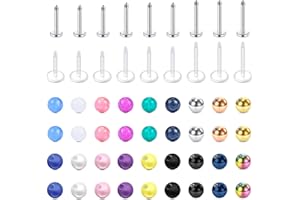 Longita 16G 6-10MM Piercing Lèvre Acier Chirurgical & Acrylique Boules de Remplacement Helix Tragus Stud Oreille Piercing Labret Helix Piercing Tragus pour Femme