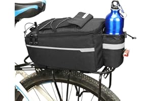 DaMohony Sacoche de Vélo Porte-Bagages 10L Sac de Rangement arrière pour vélo, Sac Glacière Isotherme, Portable Sac de Roue Arrière Étanche Grande Capacité, Réfléchissant & Amovible Rapidement (Noir)