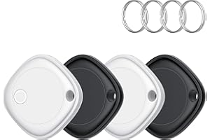 AJBLG Smart Tracker Tag 4er Pack, Schlüssel Finder Kompatibel mit Apple Find My APP (nur iOS), IP67 wasserdicht, Austauschbarer Akku, Bluetooth Key Finder für Gepäck/Taschen/Koffer/Brieftasche