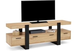 IDMarket - Meuble TV 140 cm Phoenix avec tiroirs Bois et Noir