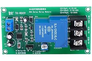 GAROSA 30A DC 12V Module de relais temporisé Module de minuterie de retard 0.1-5 secondes Plage de temps Module de relais de retard Fournitures électriques de haute précision Temps de la carte de relais