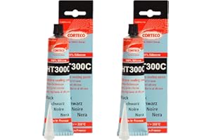 (Lot de 2) Tubes Pâte à Joint Silicone Noir pour Carter d'Huile CORTECO HT300C +300° 80 ML