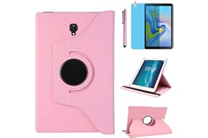 R.SHENGTE Custodia per Samsung Galaxy Tab S4 10,5 pollici 2018 (SM-T830 SM-T835 SM-T837), con supporto girevole a 360°, con pennino capacitivo, pellicola per schermo (Pink)